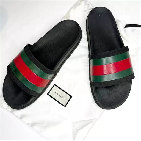 gucci mens web slides|affordable gucci slides.